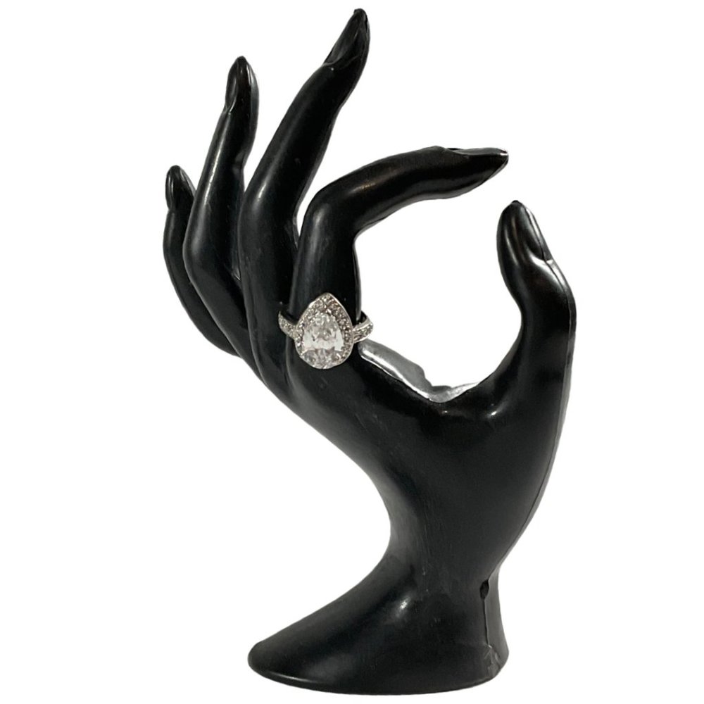 Silver Tone Teardrop Cubic Zirconia Ring